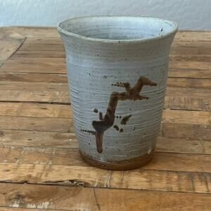 Studio Art Pottery Stoneware Pottery Vase 7" Tall Artisan Marked